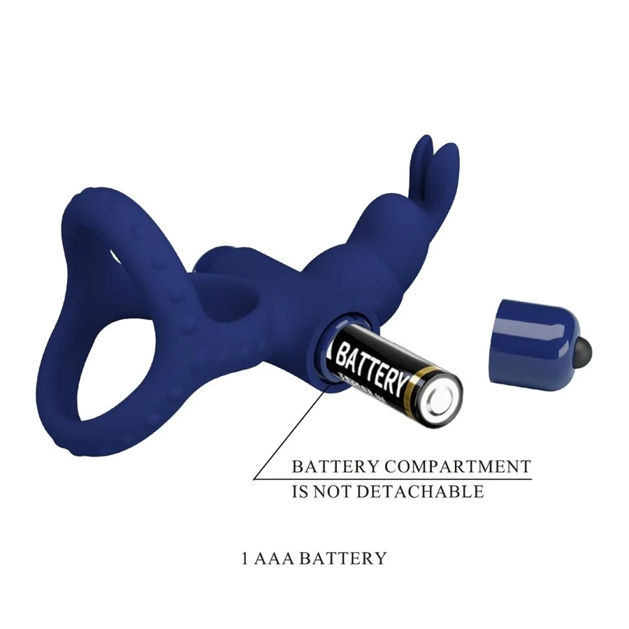 PRETTY LOVE - LUCHITO DOUBLE VIBRATING RING RABIT BLUE